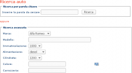 Modulo di ricerca per il Centro Usato